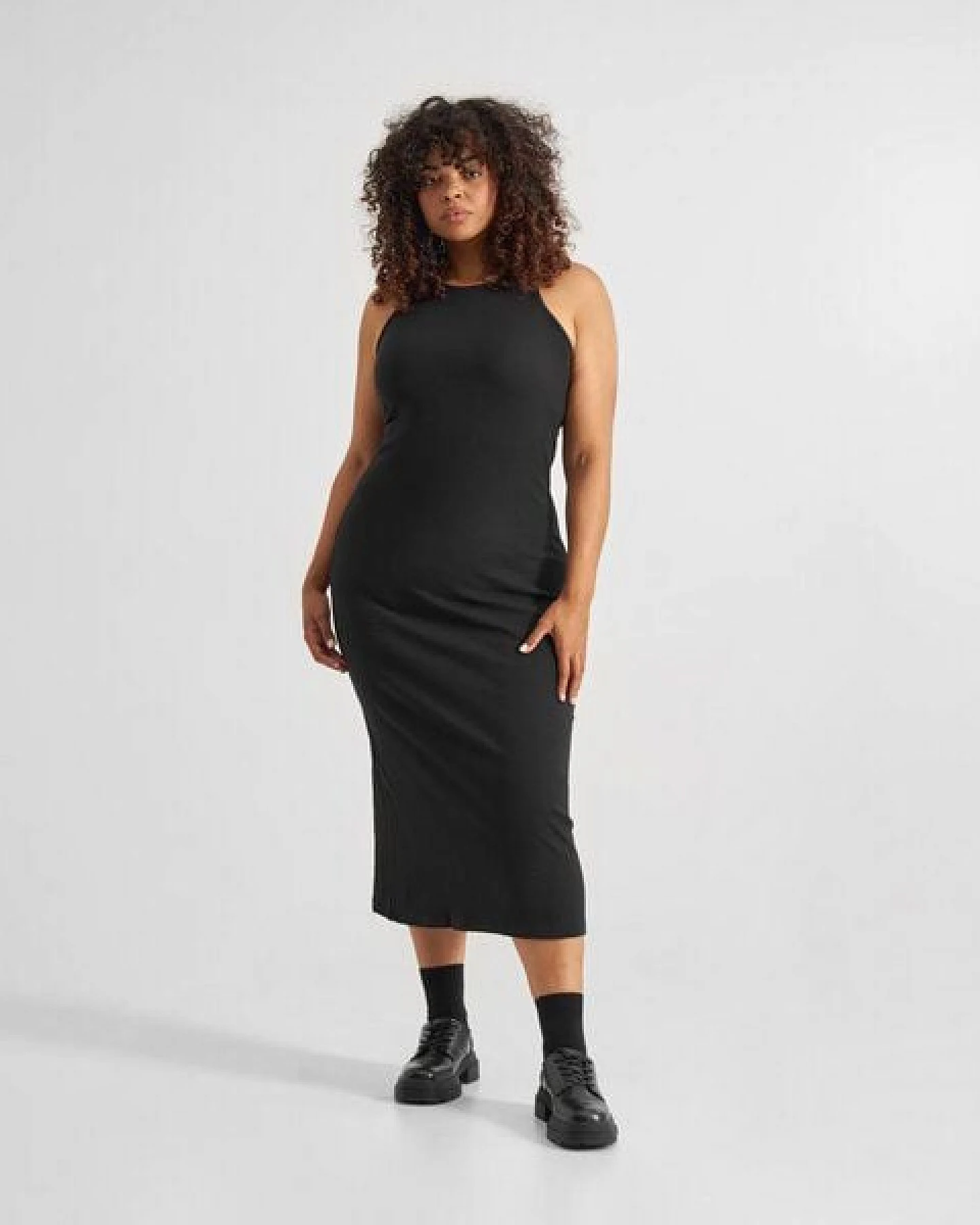 DEDICATED Kleid Motala Rib - Black – Ansicht 4