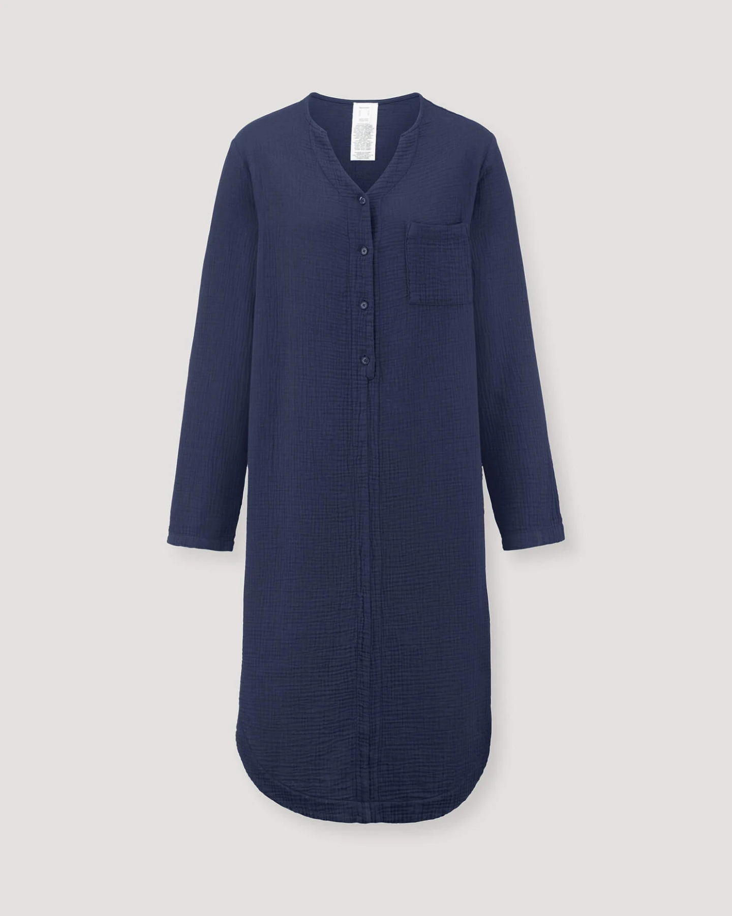 hessnatur Damen Musselin Nachthemd Relaxed PURE COMFORT aus Bio Baumwolle - blau - Größe 34 – Ansicht 3