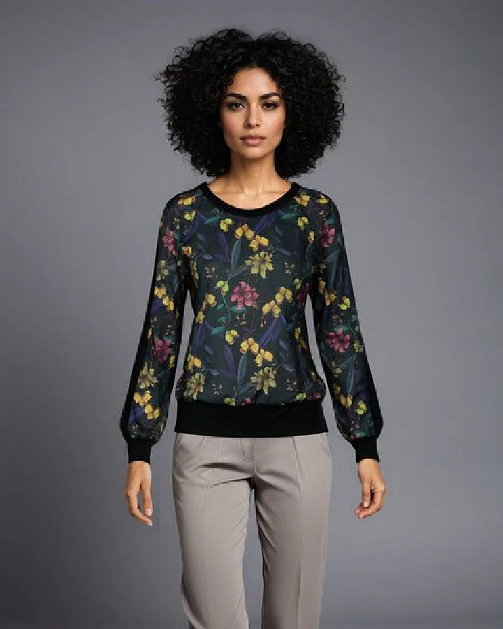 ART Bluse aus Bio Baumwolle - Night Orchidee von Lasalina