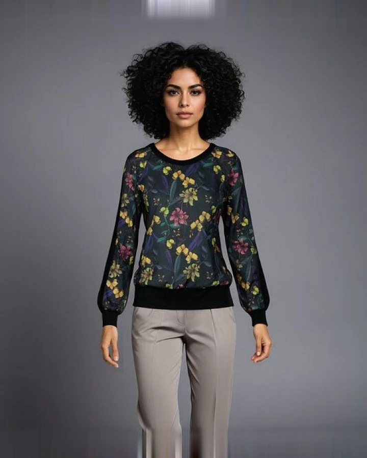 ART Bluse aus Bio Baumwolle - Night Orchidee von Lasalina