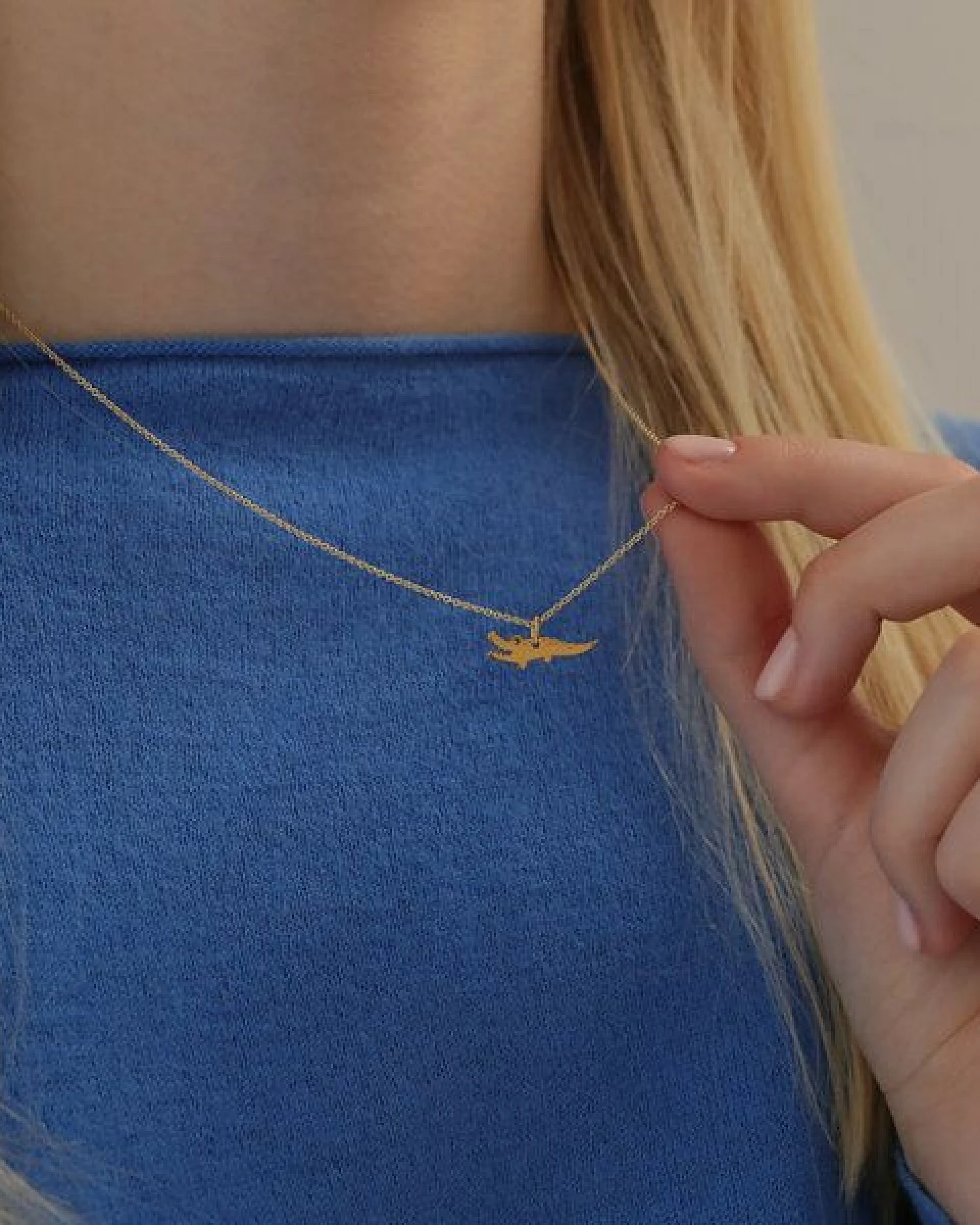 BELLYBIRD Jewellery Kinderkette - kleines Krokodil, Anhänger/ Silber/ Silber vergoldet – Ansicht 3