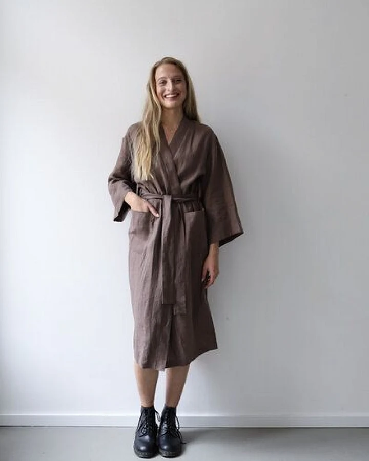 gust. Leinen-Kimono-Kleid - Linen kimono dress Maxi - 100% Bio-Leinen