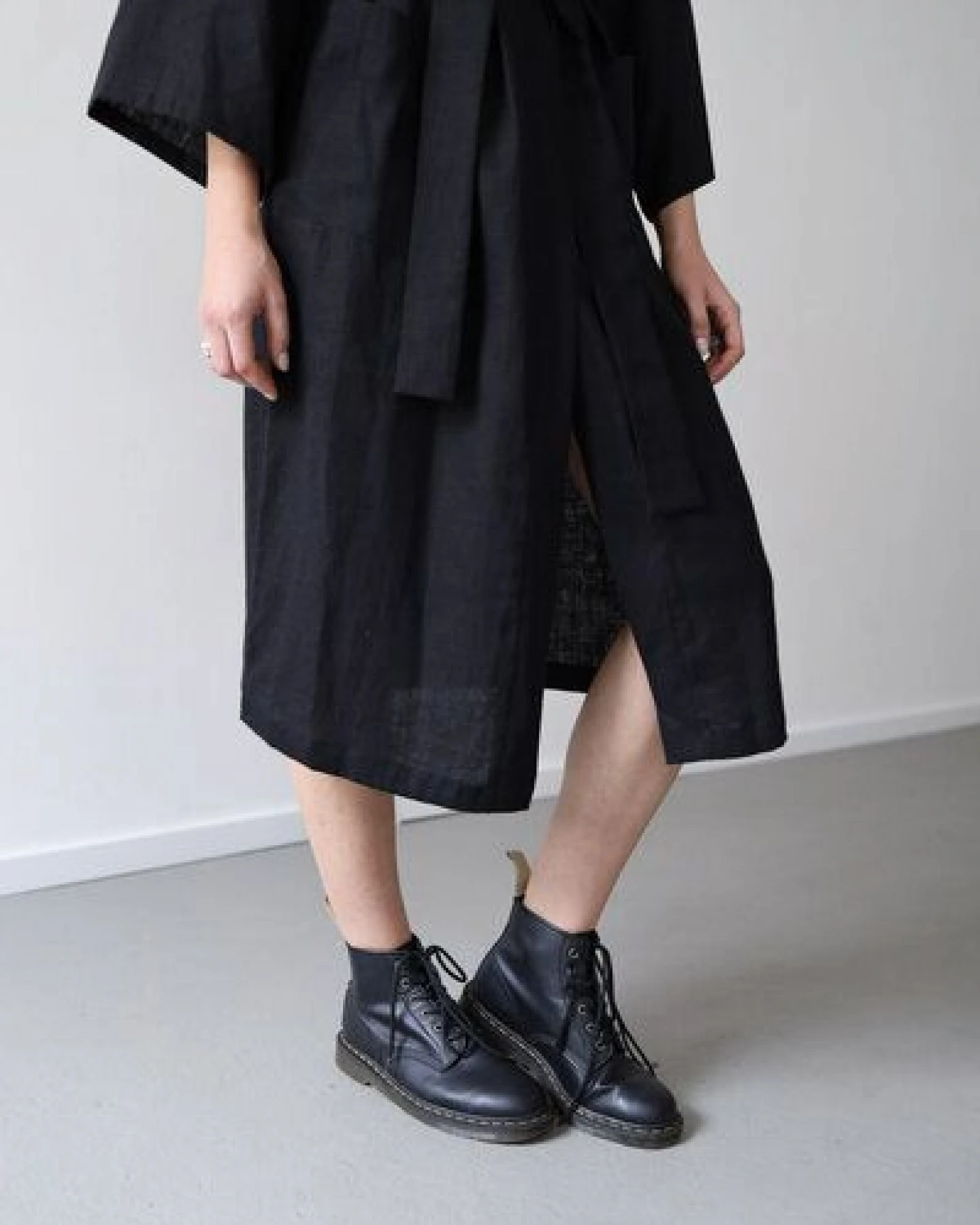 gust. Leinen-Kimono-Kleid - Linen kimono dress Maxi - 100% Bio-Leinen – Ansicht 3