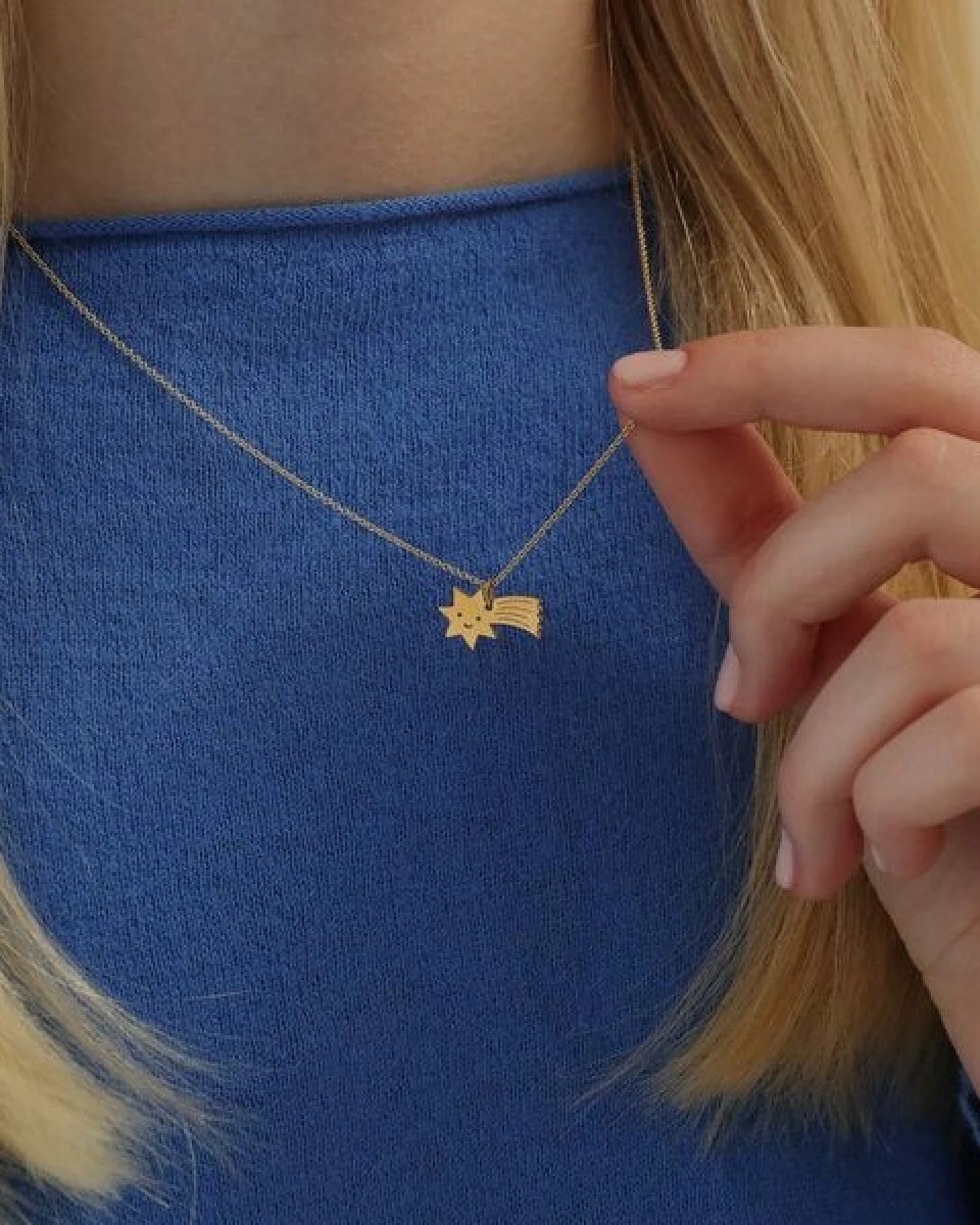 BELLYBIRD Jewellery Kinderkette - kleine Sternschnuppe, Anhänger/ Silber/ Silber vergoldet – Ansicht 4