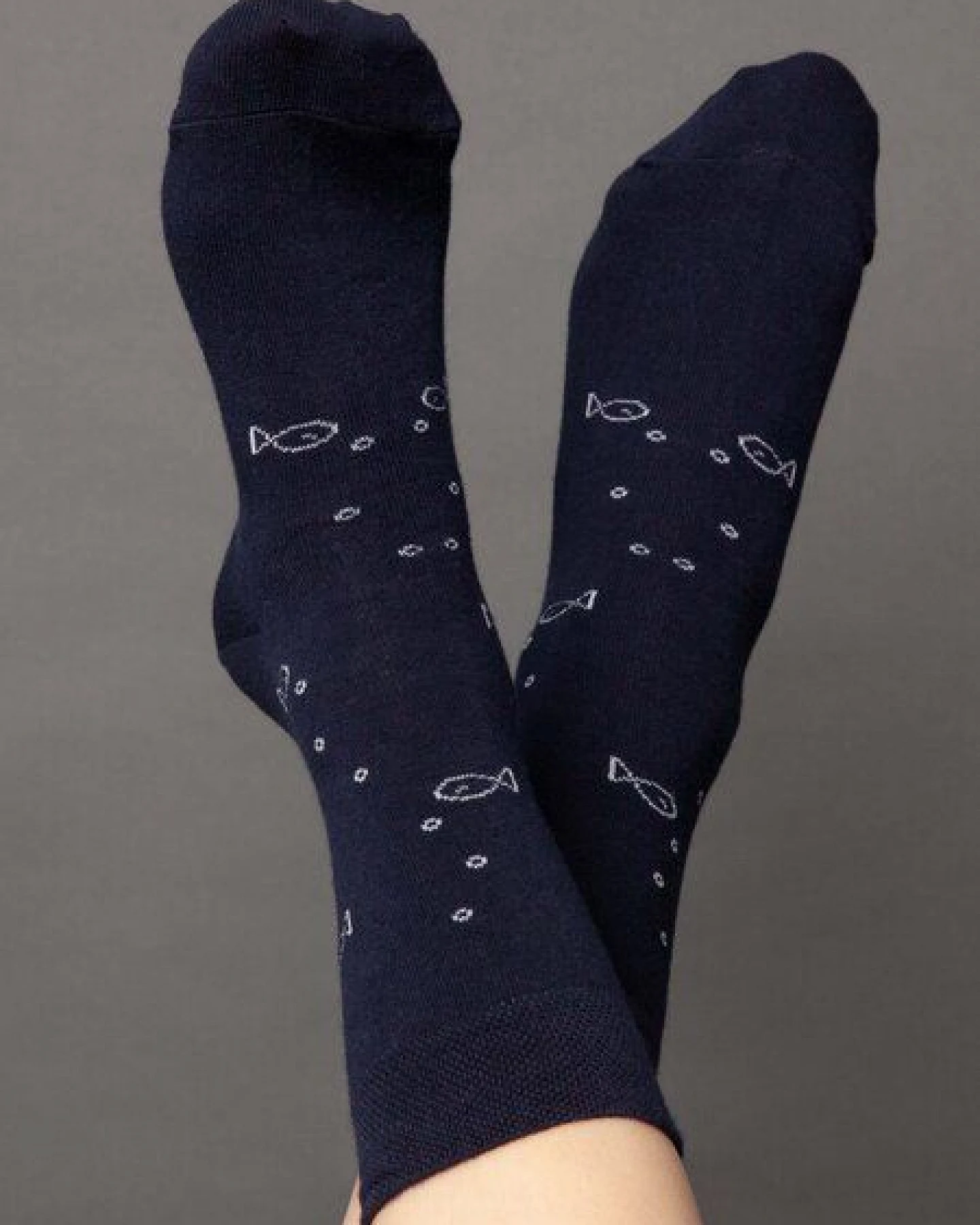 FellHerz Socken mit Bio-Baumwolle Anker dunkelblau – Ansicht 2