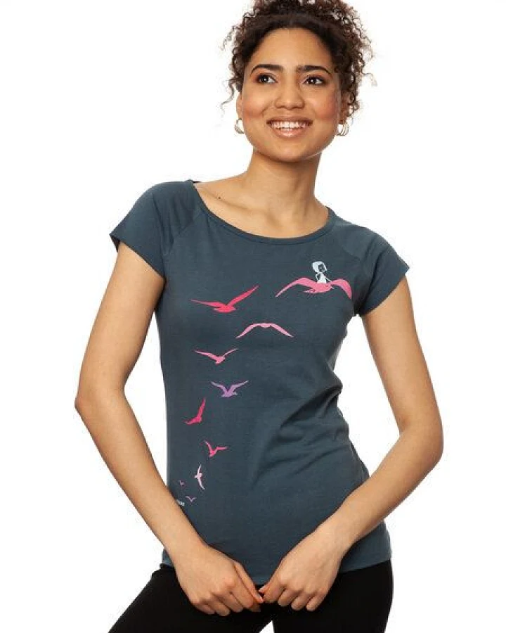FellHerz Damen T-Shirt Möwenflug thundercloud