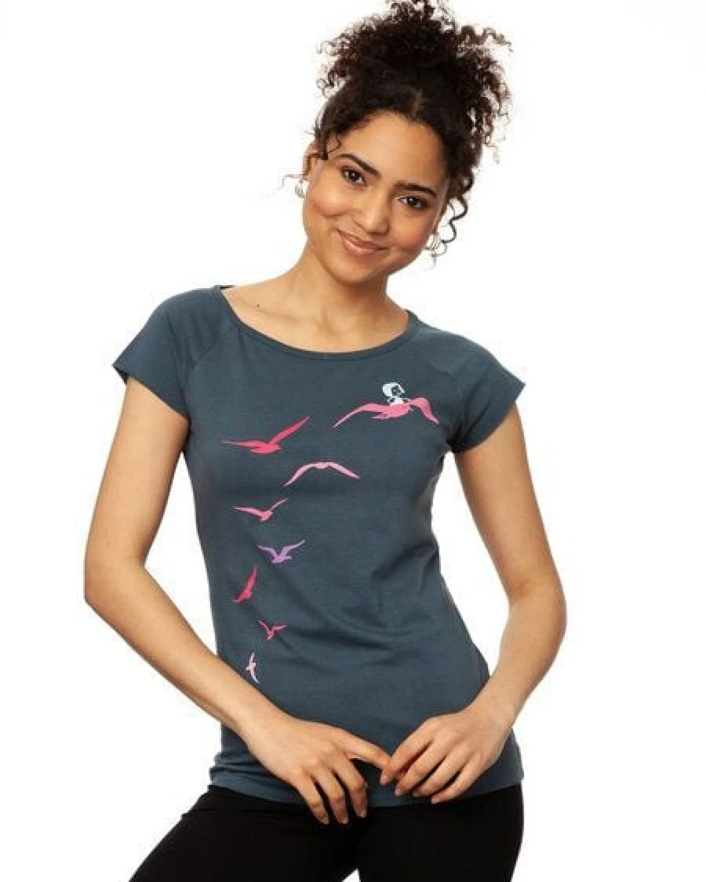 FellHerz Damen T-Shirt Möwenflug thundercloud – Ansicht 4