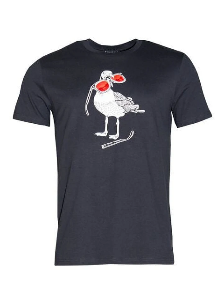 FÄDD Herren T-Shirt Rundhals aus Bio-Baumwolle "Hipster Haps Möwe" Grau