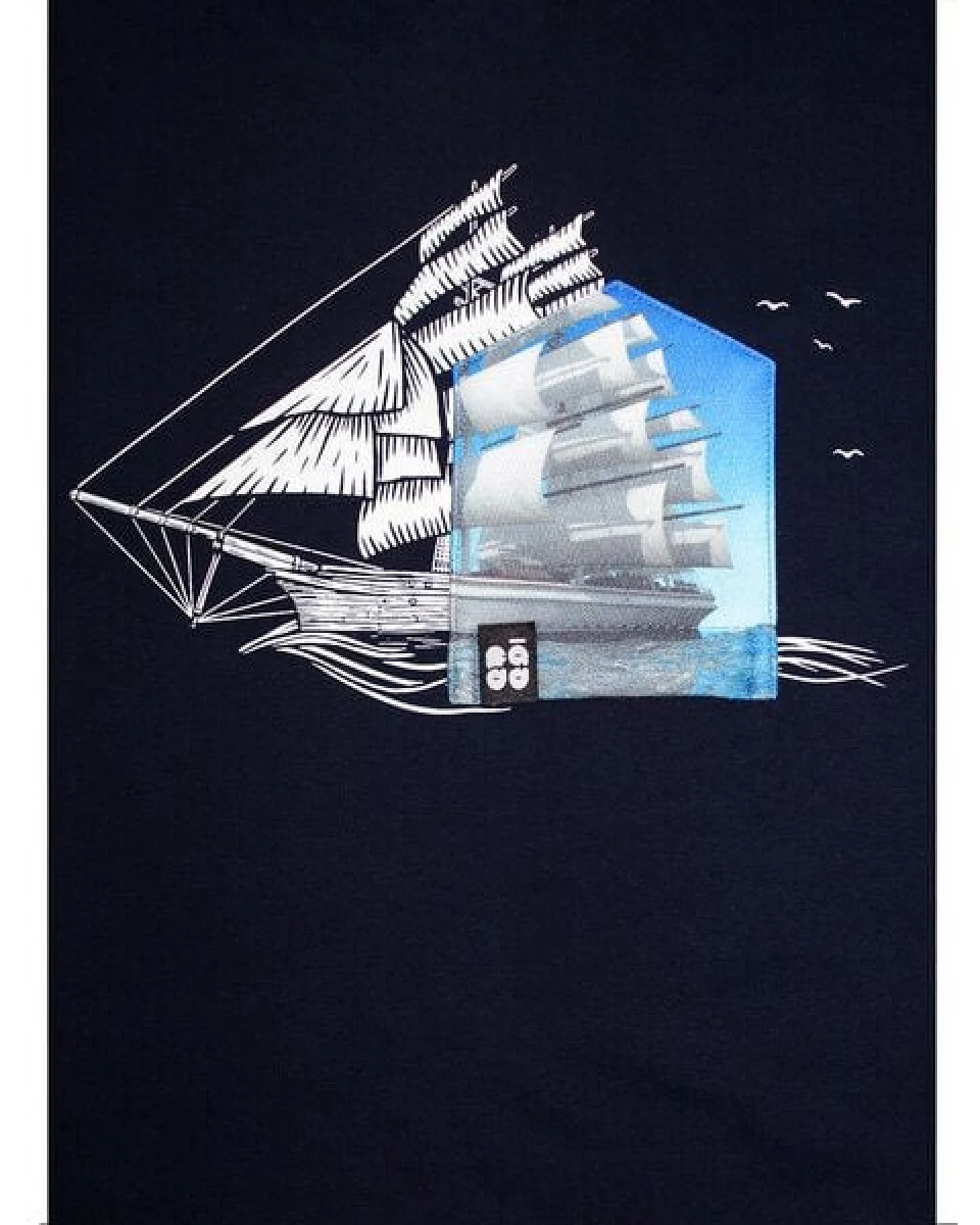 FÄDD Herren T-Shirt Rundhals aus Bio-Baumwolle "Dreimaster BT" Navy Blau – Ansicht 2