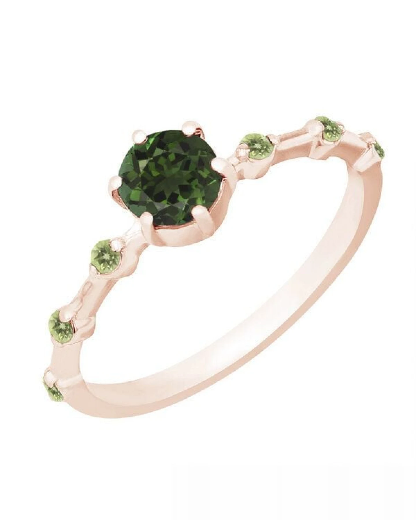 Eppi Ring mit einem grünen Turmalin und seitlichen Olivinen Imelda – Ansicht 2