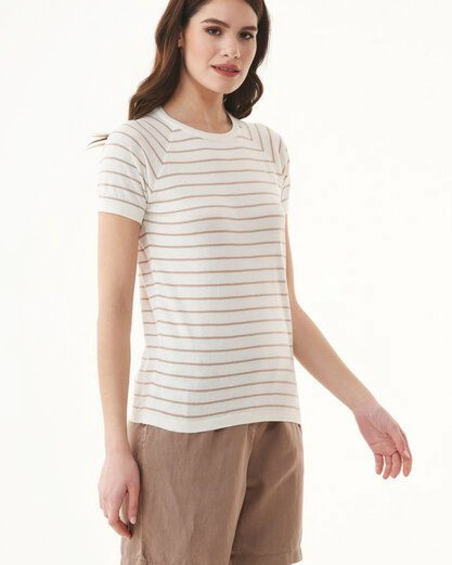 ORGANICATION Feinstrick-T-Shirt aus Bio-Baumwolle mit Streifen – Ansicht 3