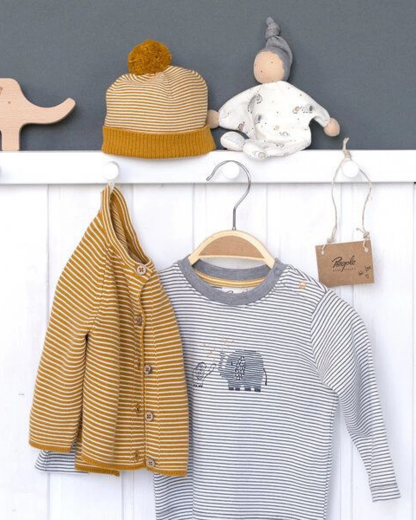 People Wear Organic Langarmshirt "Elefant", weiß geringelt/bedruckt, 100% Baumwolle (bio) – Ansicht 3