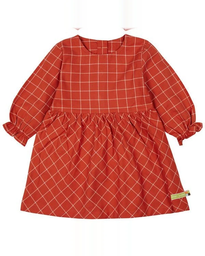 loud + proud Babys & Kinder Kleid Karo Cinnamon, GOTS-zertifiziert