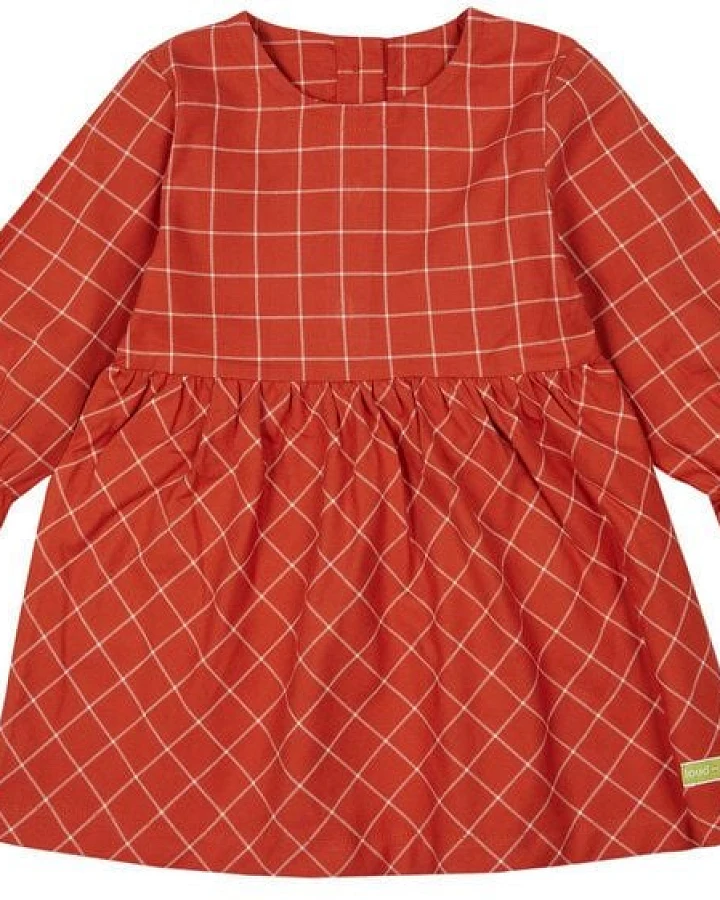 loud + proud Babys & Kinder Kleid Karo Cinnamon, GOTS-zertifiziert