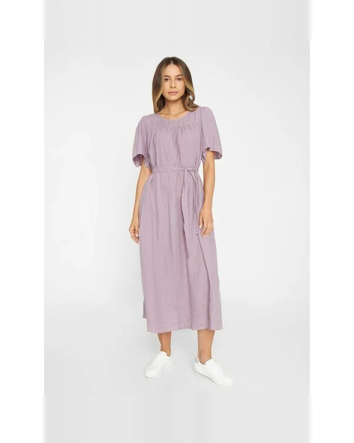 KnowledgeCotton Apparel Kleid mit Bindegurt aus Bio-Leinen