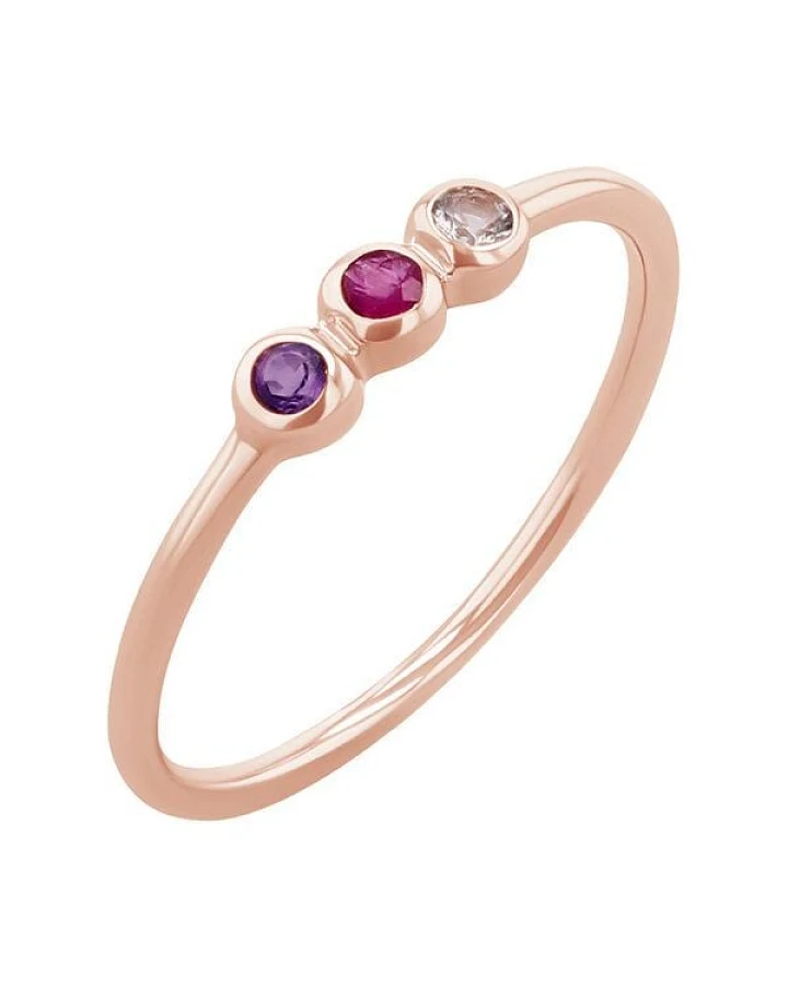 Eppi Goldener Ring mit Amethyst, Rubin und Aquamarin Dania