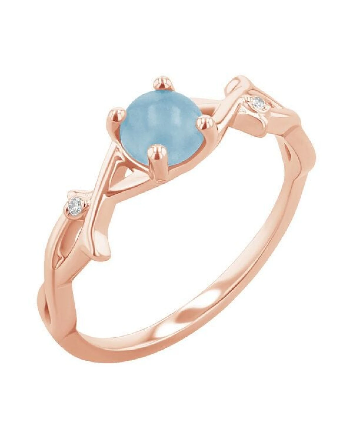 Eppi Ring mit einem Cabochon Aquamarin und Diamanten Makena – Ansicht 4