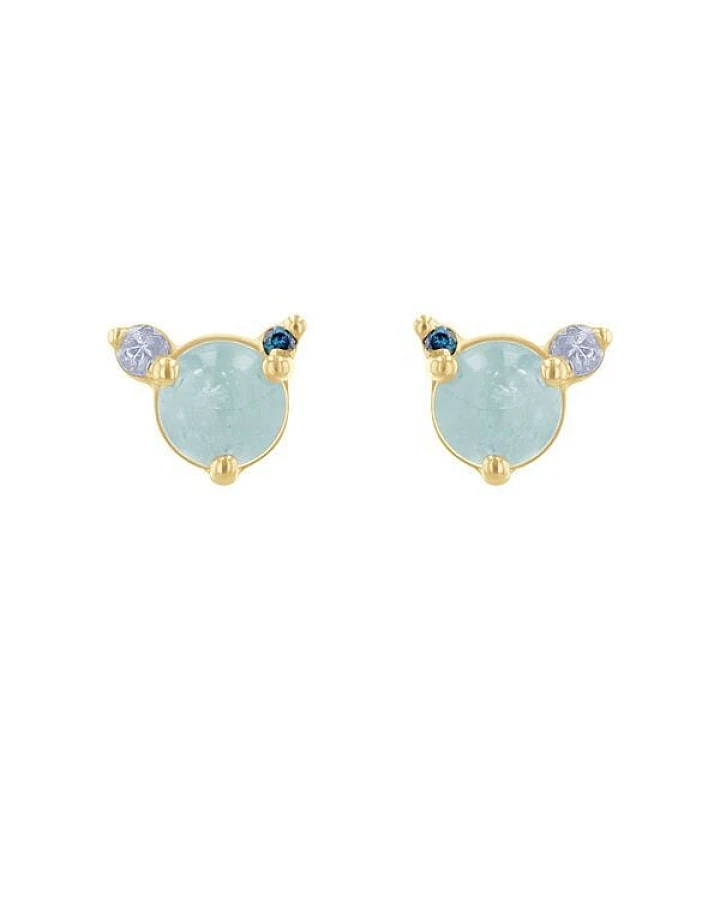 Eppi Ohrstecker mit Aquamarin, Mondstein und blauem Diamanten Turgay