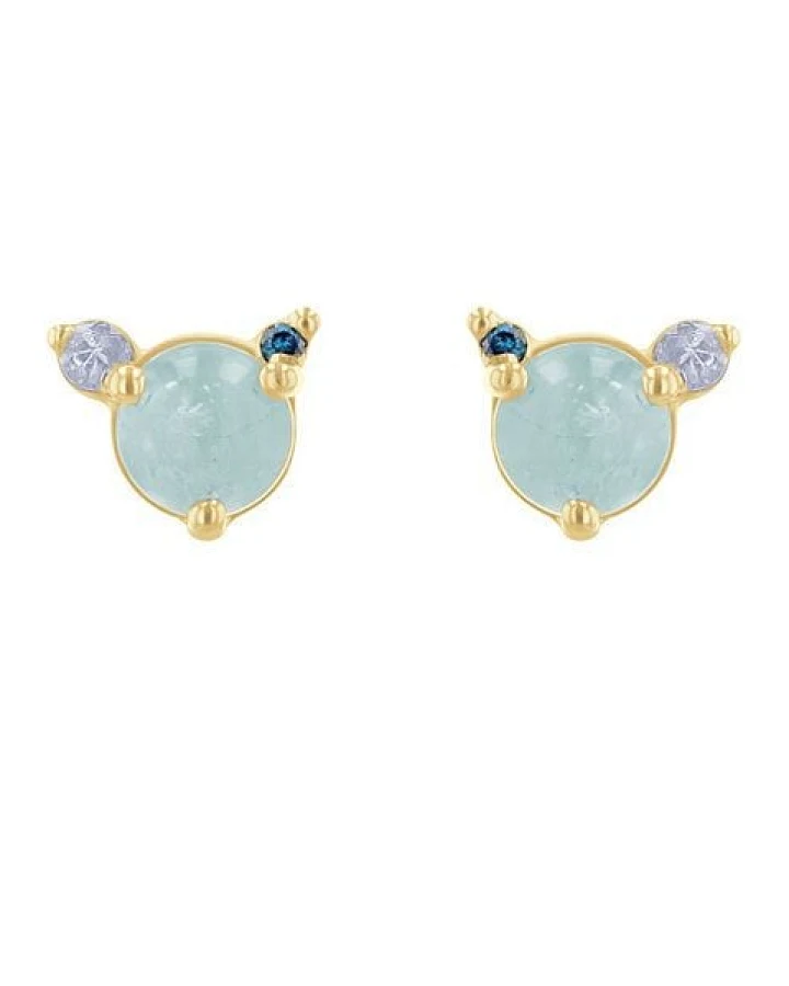 Eppi Ohrstecker mit Aquamarin, Mondstein und blauem Diamanten Turgay