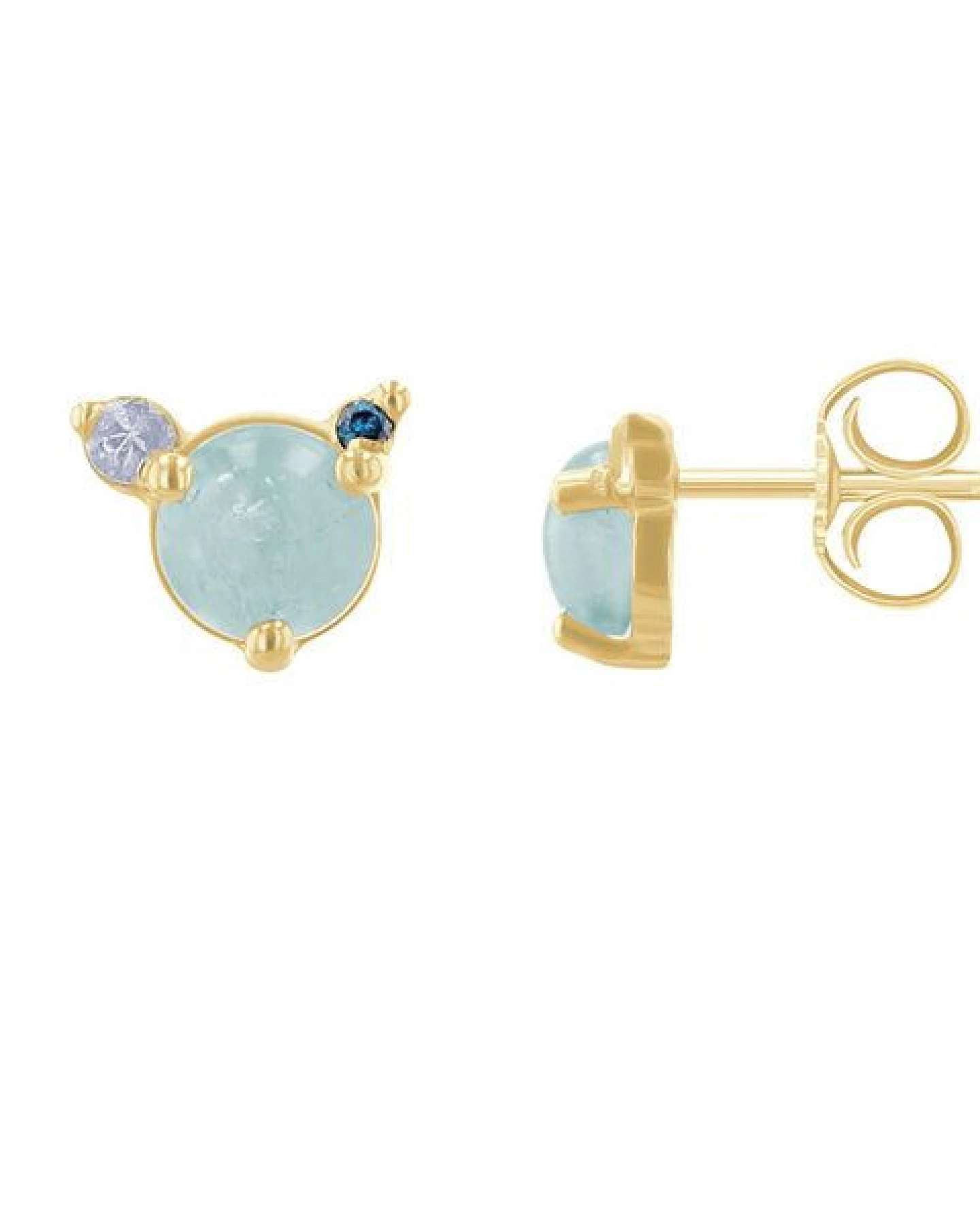 Eppi Ohrstecker mit Aquamarin, Mondstein und blauem Diamanten Turgay – Ansicht 2