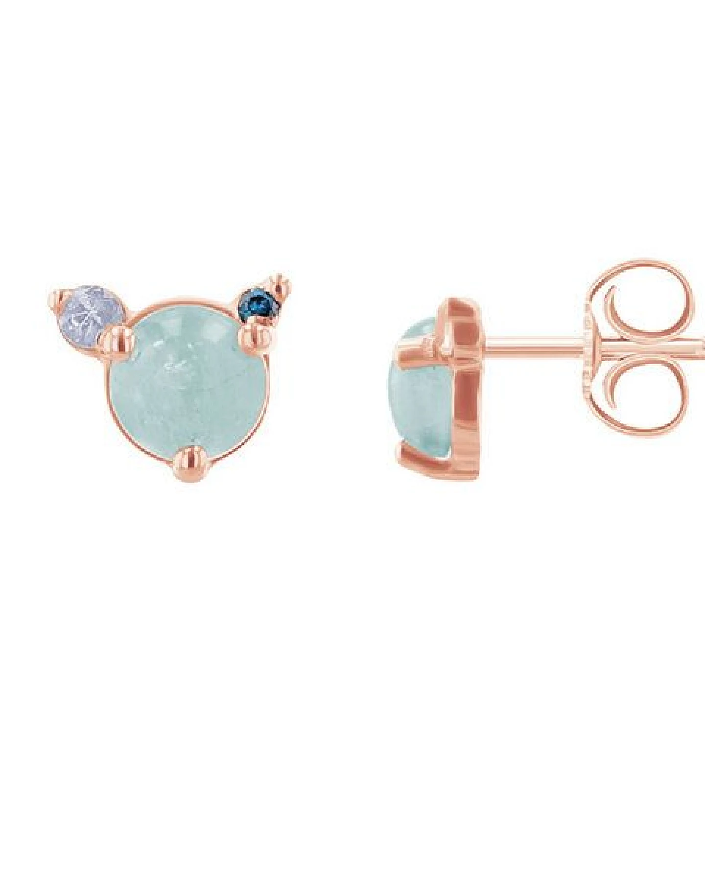 Eppi Ohrstecker mit Aquamarin, Mondstein und blauem Diamanten Turgay – Ansicht 2