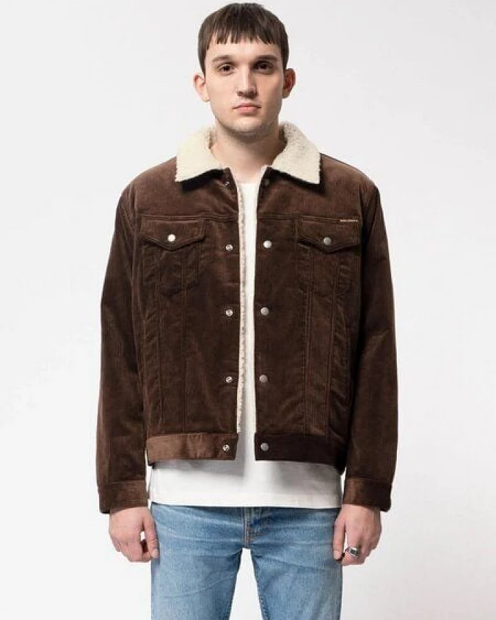 Nudie Jeans Jacke Bonny Cord Sherpa - Brown