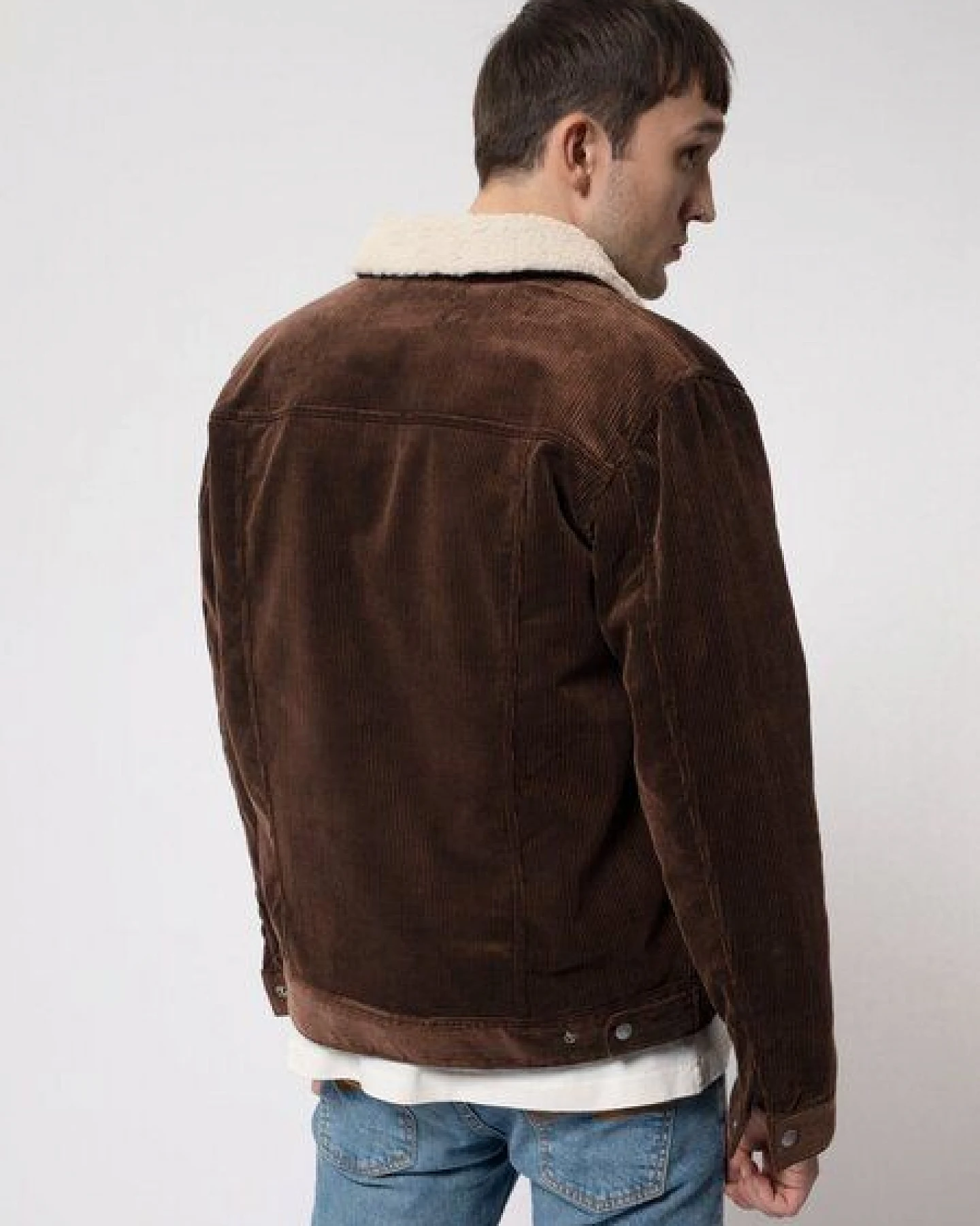 Nudie Jeans Jacke Bonny Cord Sherpa - Brown – Ansicht 2