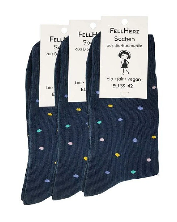 FellHerz 3er Pack Kuschel-Socken mit Bio-Baumwolle Konfetti