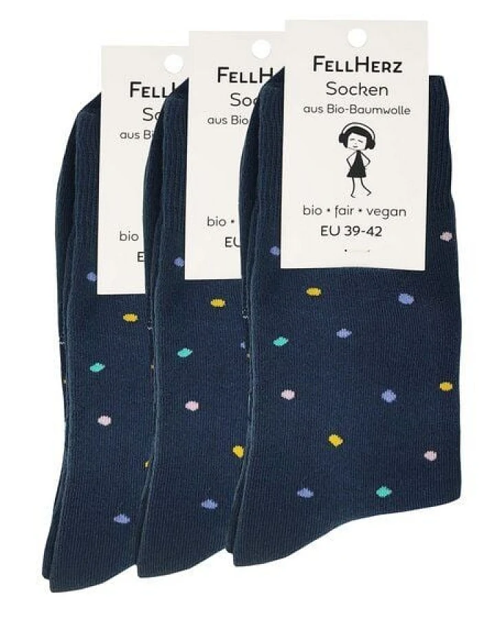 FellHerz 3er Pack Kuschel-Socken mit Bio-Baumwolle Konfetti