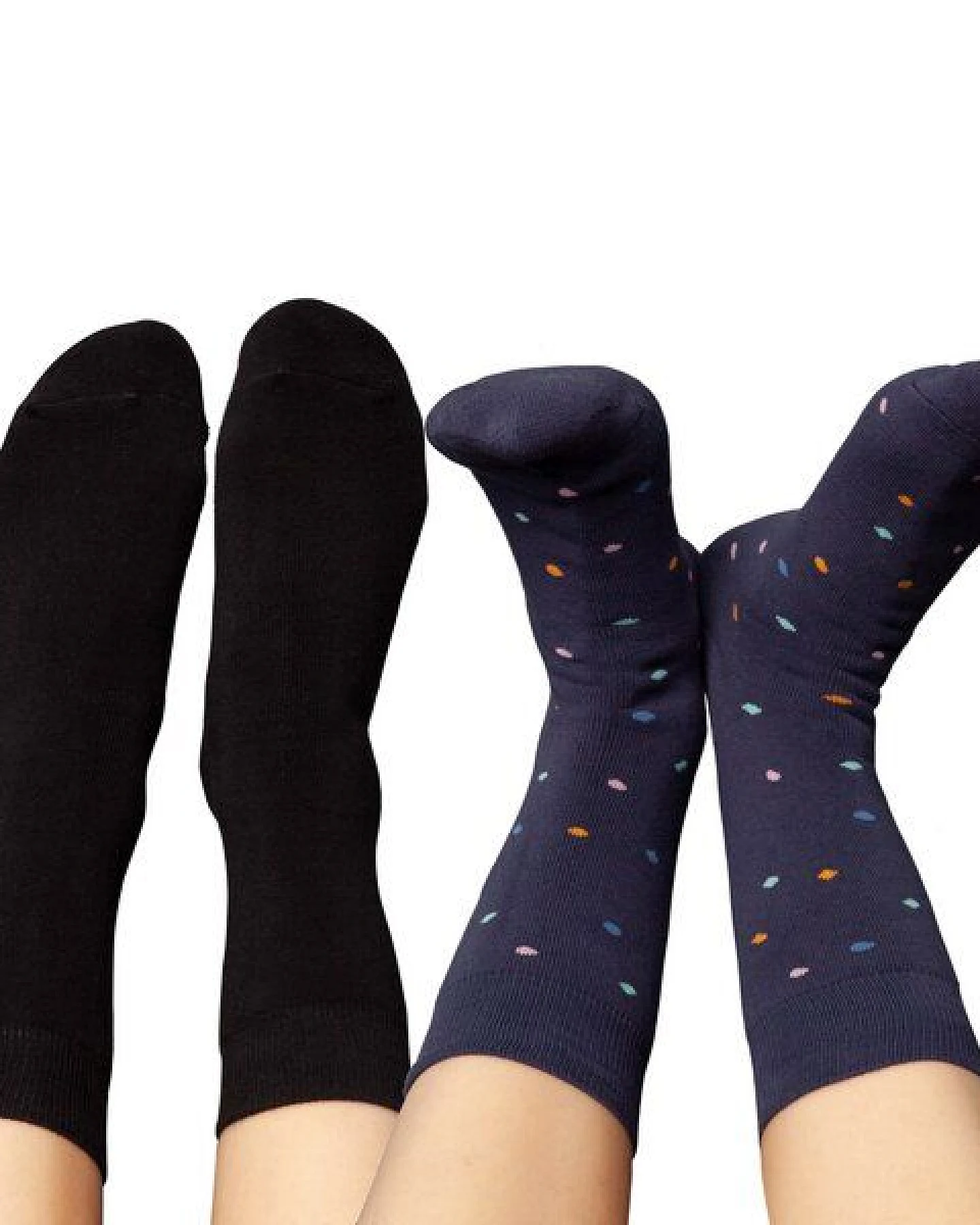 FellHerz 6er Pack Kuschel-Socken mit Bio-Baumwolle schwarz und Konfetti – Ansicht 2