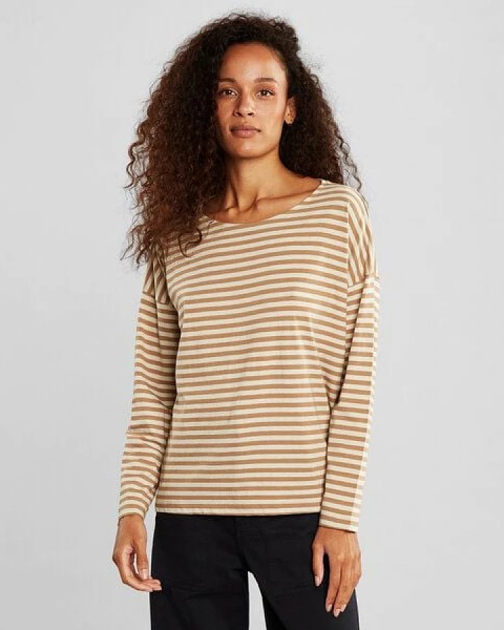 DEDICATED Longsleeve Humledal Stripes - Tiger Brown