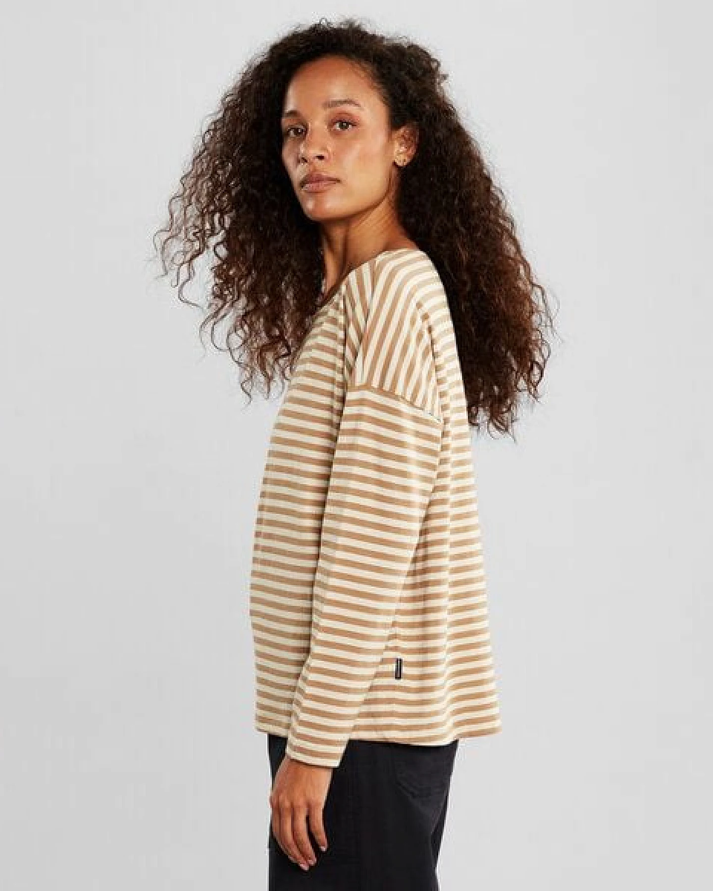 DEDICATED Longsleeve Humledal Stripes - Tiger Brown – Ansicht 2