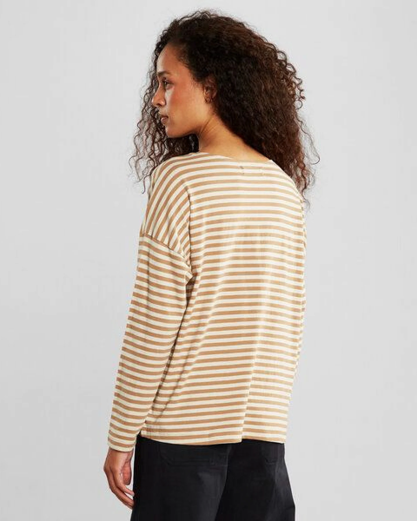 DEDICATED Longsleeve Humledal Stripes - Tiger Brown – Ansicht 3