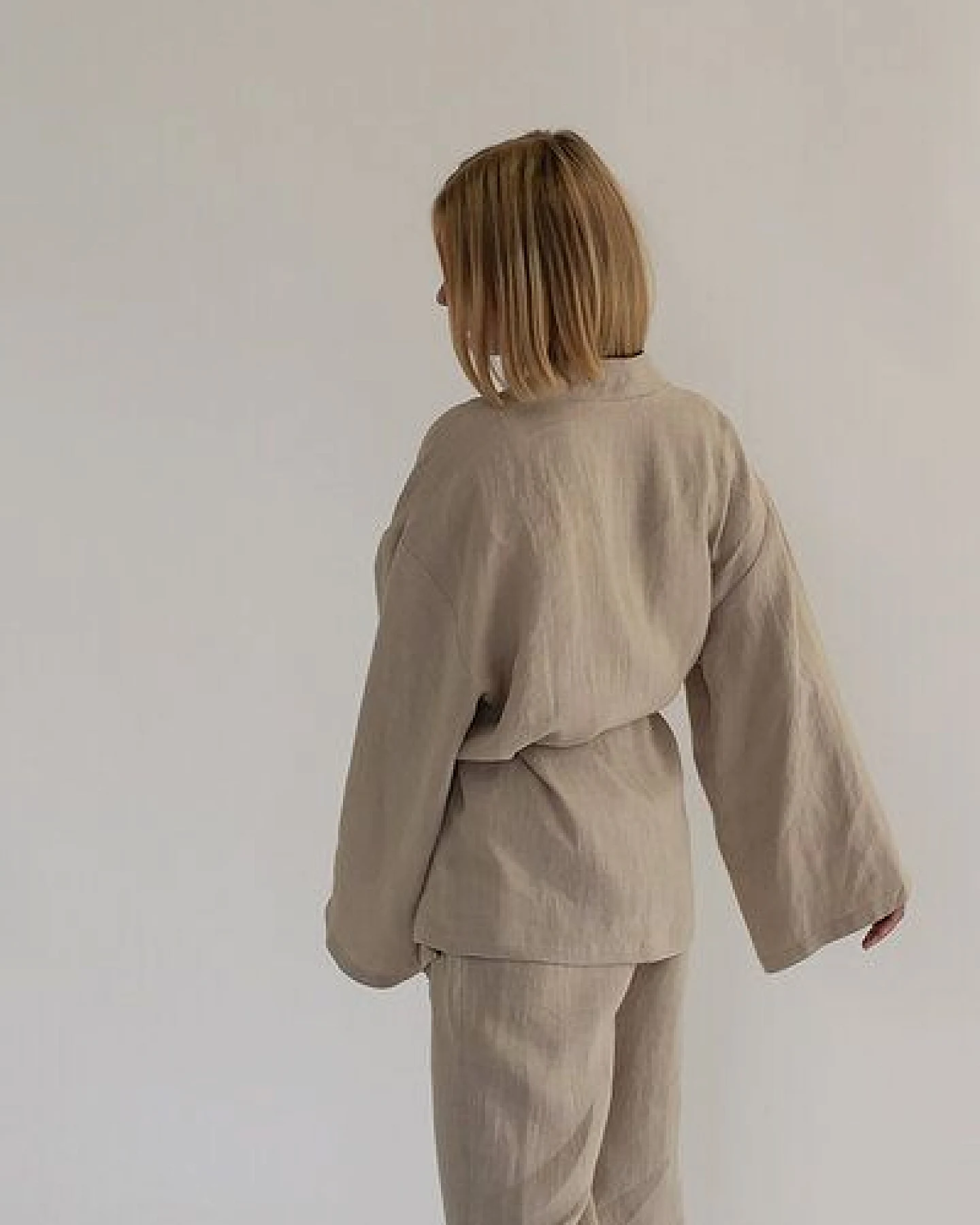gust. Leinen-Kimono-Set - Kimono und Hose - Linen Kimono Set - 100% Bio-Leinen – Ansicht 3