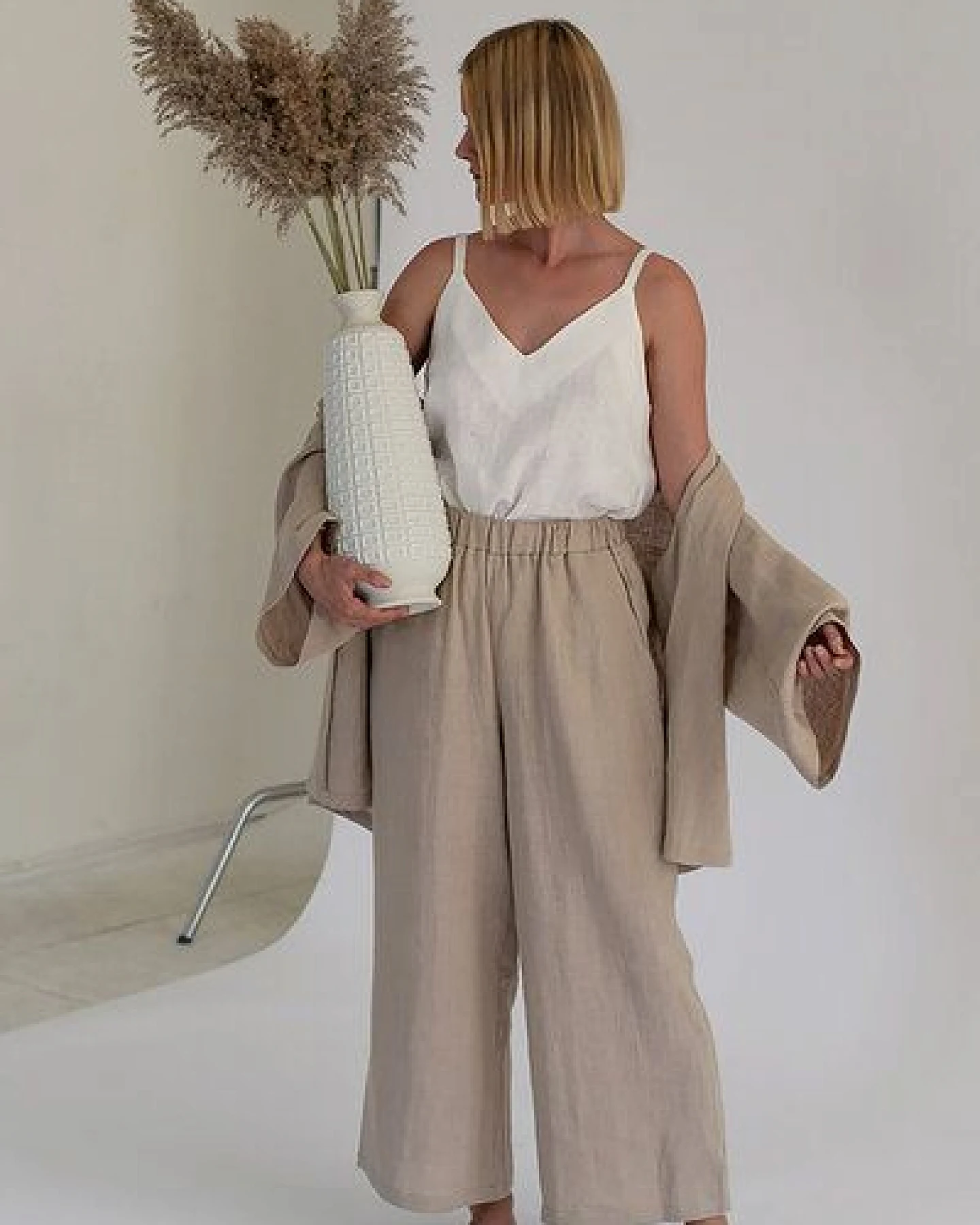 gust. Leinen-Kimono-Set - Kimono und Hose - Linen Kimono Set - 100% Bio-Leinen – Ansicht 4