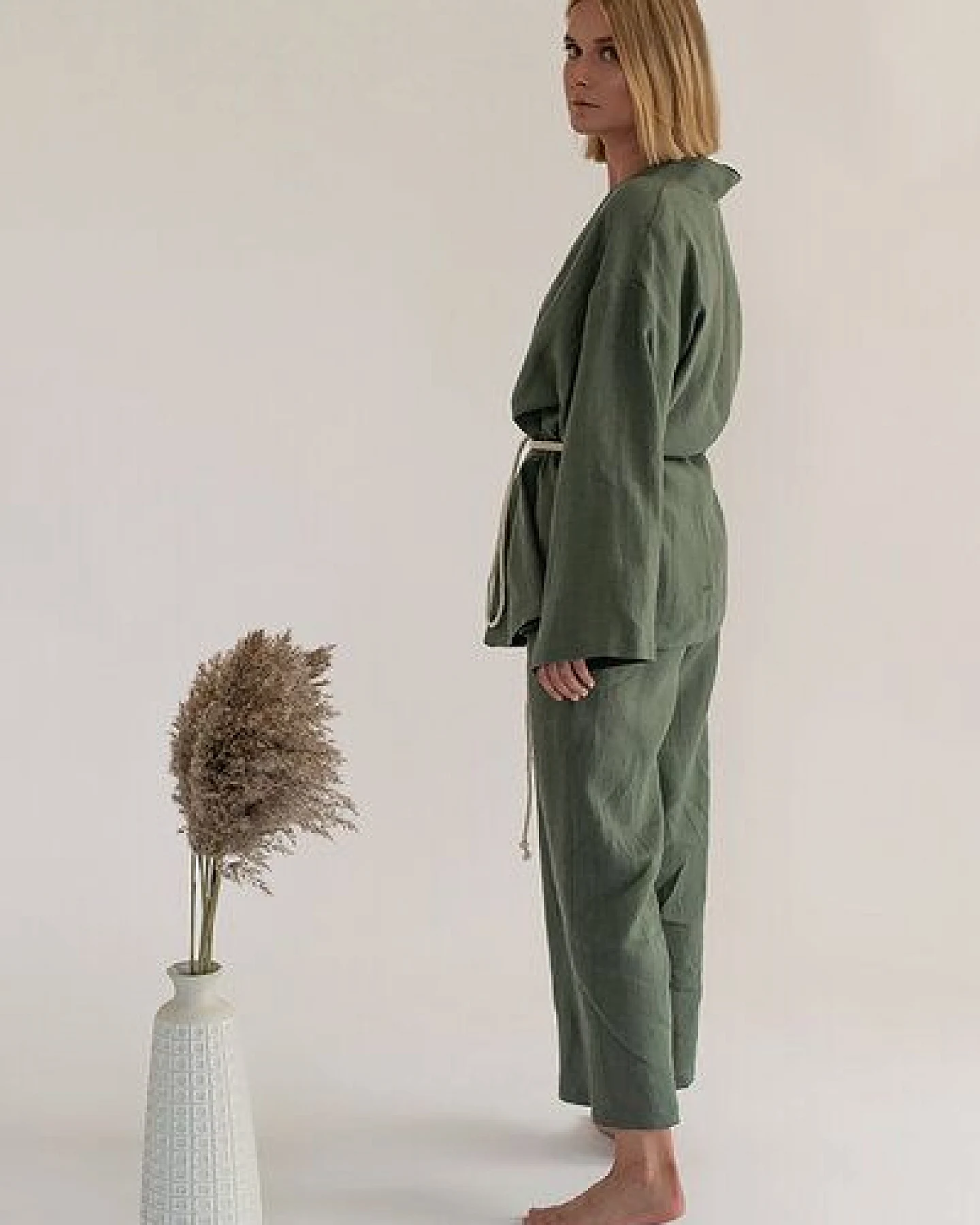 gust. Leinen-Kimono-Set - Kimono und Hose - Linen Kimono Set - 100% Bio-Leinen – Ansicht 2