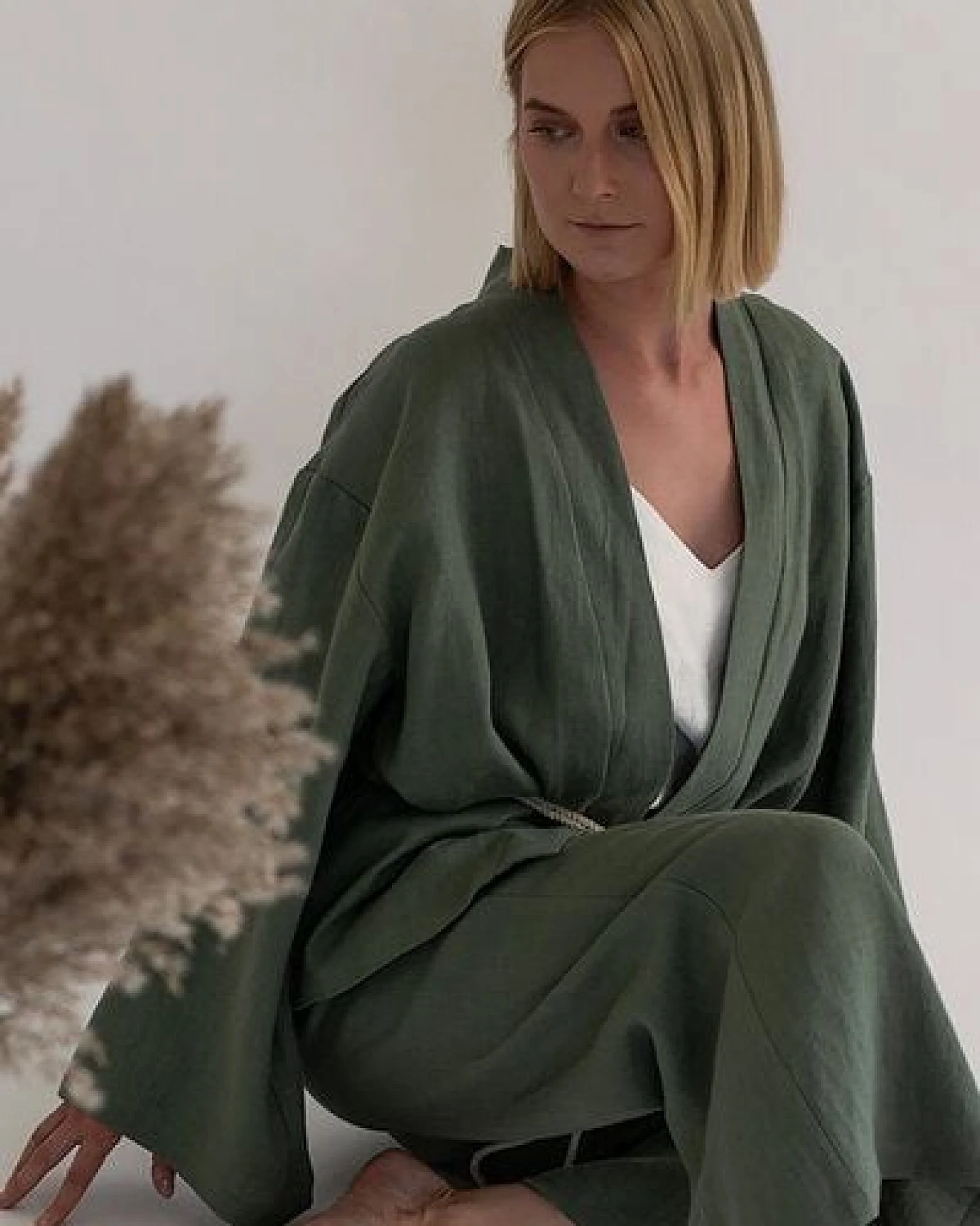 gust. Leinen-Kimono-Set - Kimono und Hose - Linen Kimono Set - 100% Bio-Leinen – Ansicht 4