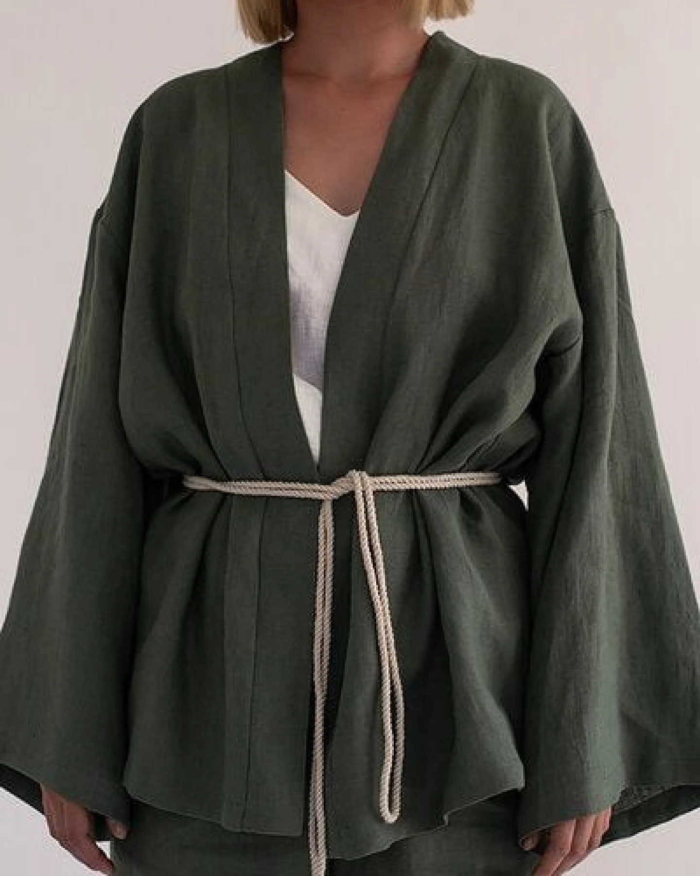 gust. Leinen-Kimono-Set - Kimono und Hose - Linen Kimono Set - 100% Bio-Leinen – Ansicht 3