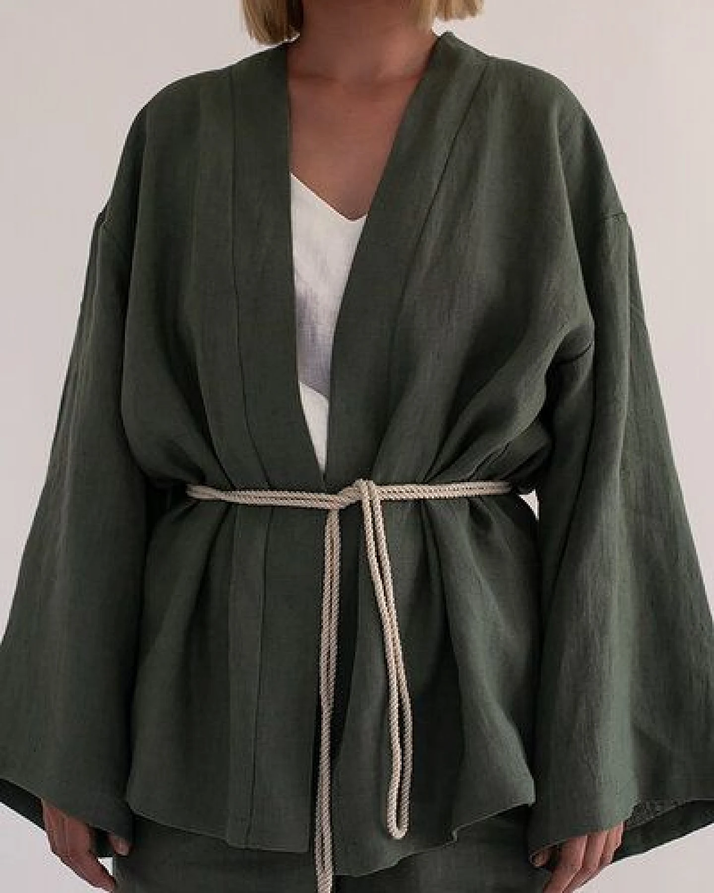 gust. Leinen-Kimono-Set - Kimono und Hose - Linen Kimono Set - 100% Bio-Leinen – Ansicht 3