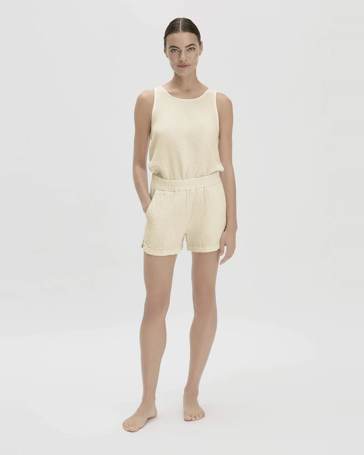 hessnatur Damen Musselin Schlafshorts PURE COMFORT aus Bio-Baumwolle - natur - Größe 34