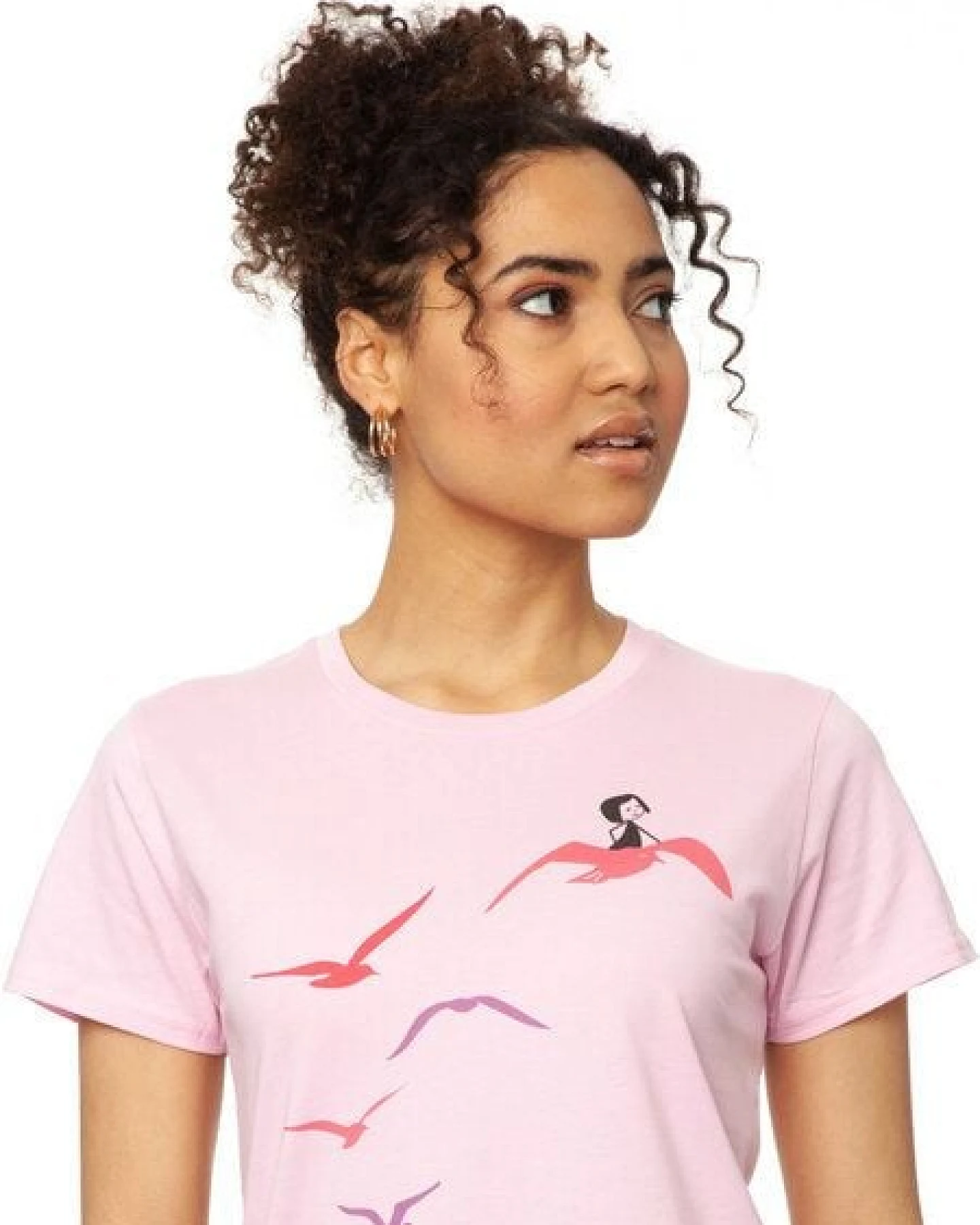 FellHerz Möwenflug rosa Damen T-Shirt Bio & Fair & Handbedruckt – Ansicht 2