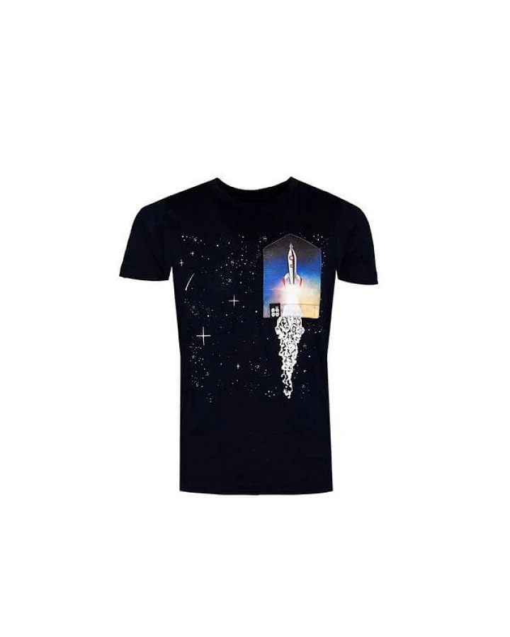 FÄDD Kinder T-Shirt Rundhals aus Bio-Baumwolle "Rakete BT" Navy Schwarz