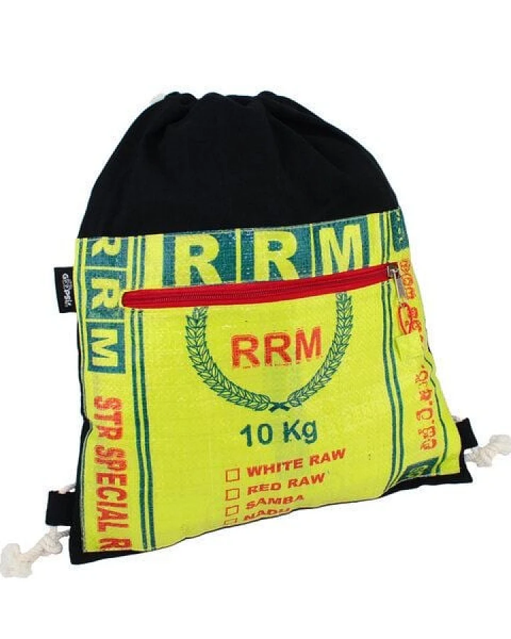 GOOPSI Turnbeutel aus handgewebter Baumwolle, upcyling Rucksack, Festivalrucksack - Fairtrade