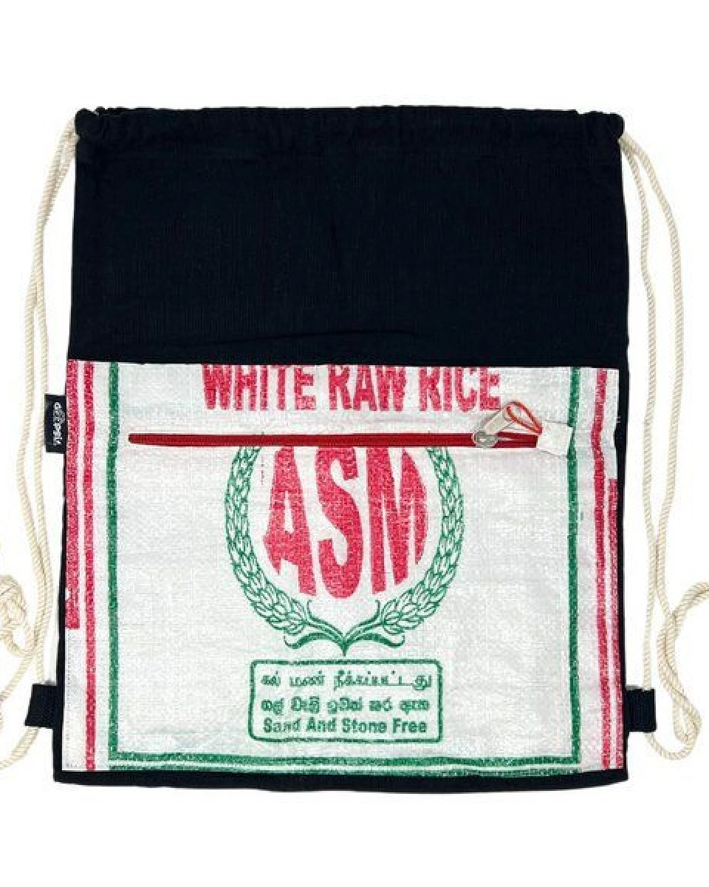 GOOPSI Turnbeutel aus handgewebter Baumwolle, upcyling Rucksack, Festivalrucksack - Fairtrade – Ansicht 2