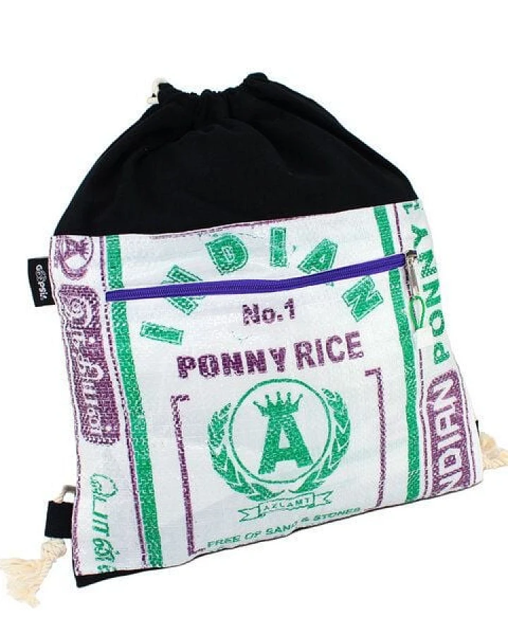 GOOPSI Turnbeutel aus handgewebter Baumwolle, upcyling Rucksack, Festivalrucksack - Fairtrade