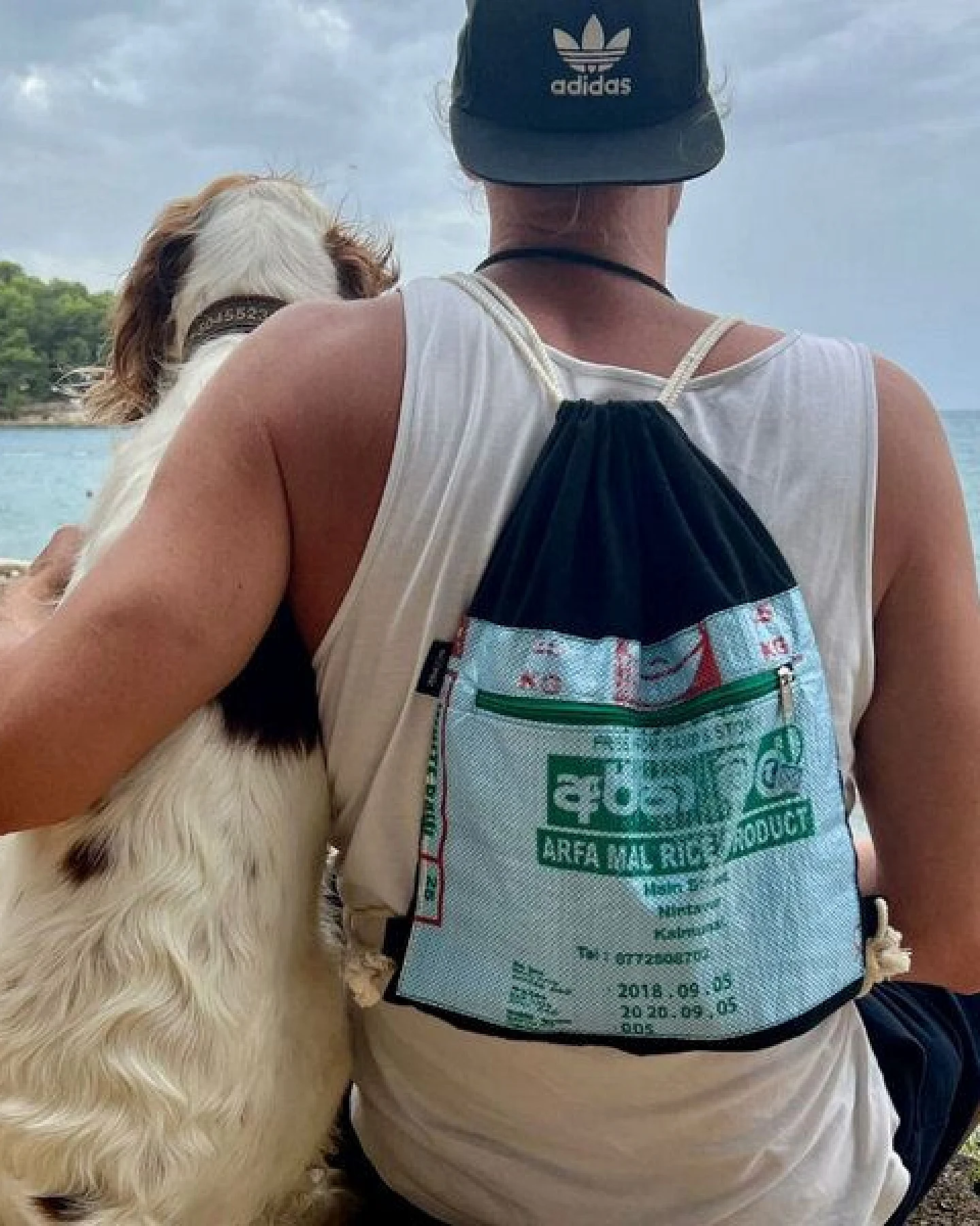 GOOPSI Turnbeutel aus handgewebter Baumwolle, upcyling Rucksack, Festivalrucksack - Fairtrade – Ansicht 4
