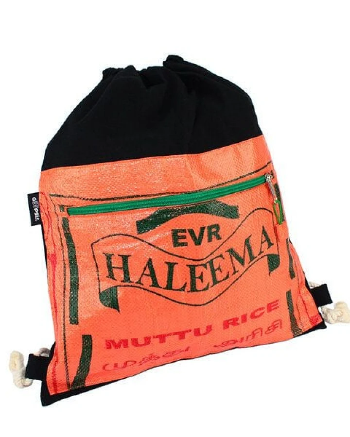 GOOPSI Turnbeutel aus handgewebter Baumwolle, upcyling Rucksack, Festivalrucksack - Fairtrade