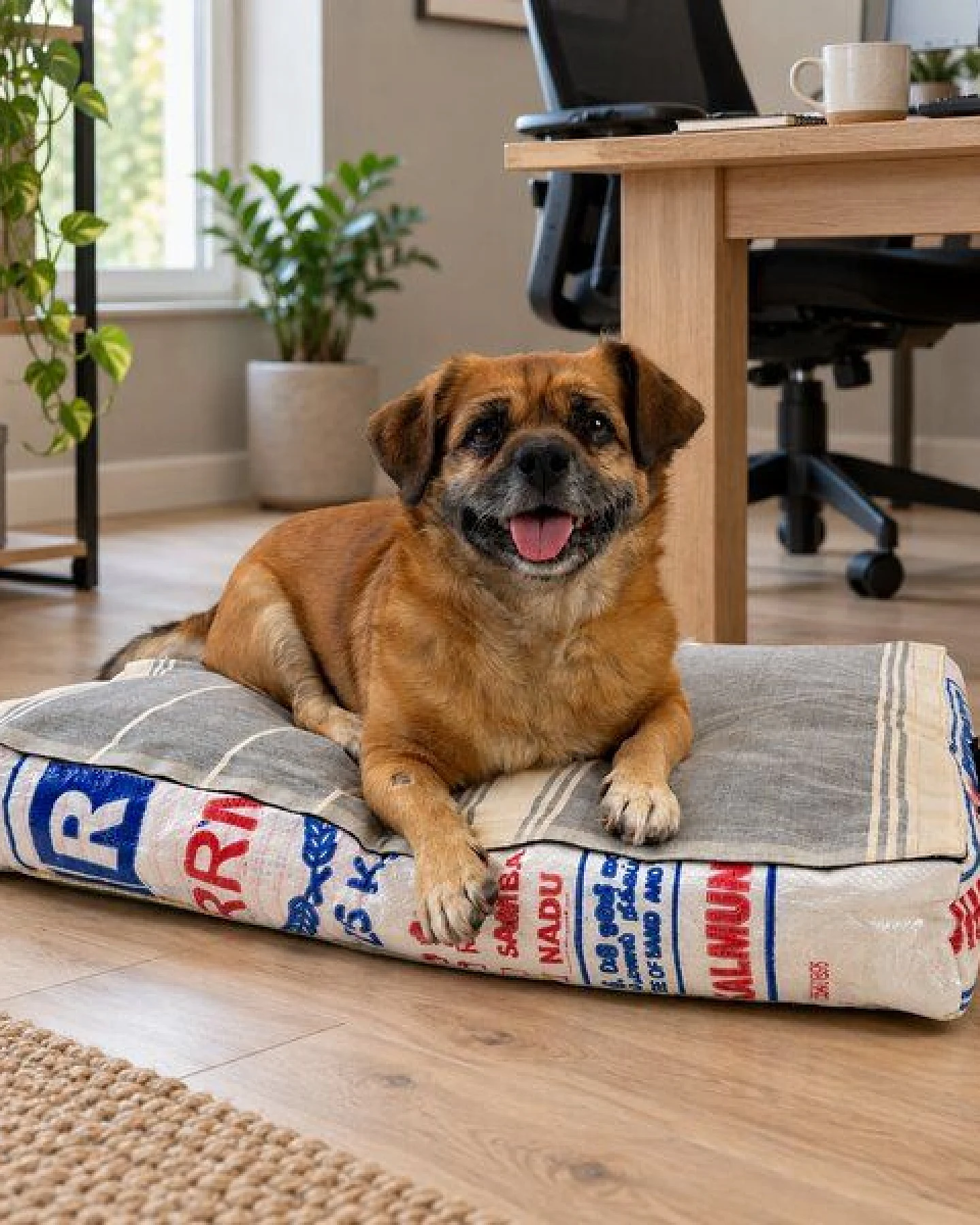GOOPSI Upcycling Hundebett aus Reissack mit Dinkellfüllung, pflegeleicht & geruchsneutral, Hundekissen – Ansicht 2