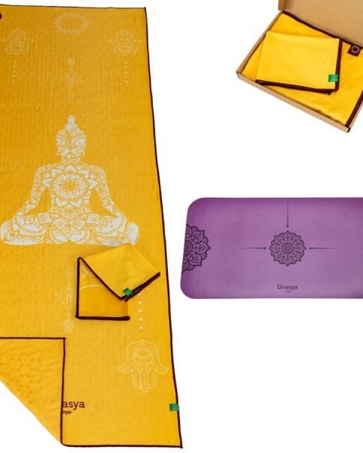 Divasya Yoga Travel-Set: 2 Yoga-Handtücher und 1 Yoga-Pad