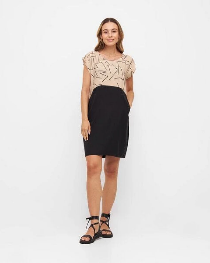 WiDDA berlin Shiftkleid TOO LINES beige aus TENCEL® und ECOVERO®